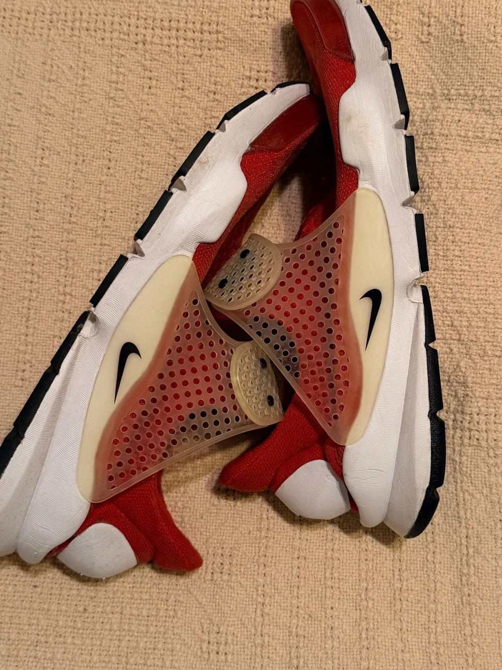 Nike Sock Dart Red Slip-On Sneakers with Translucent Strap